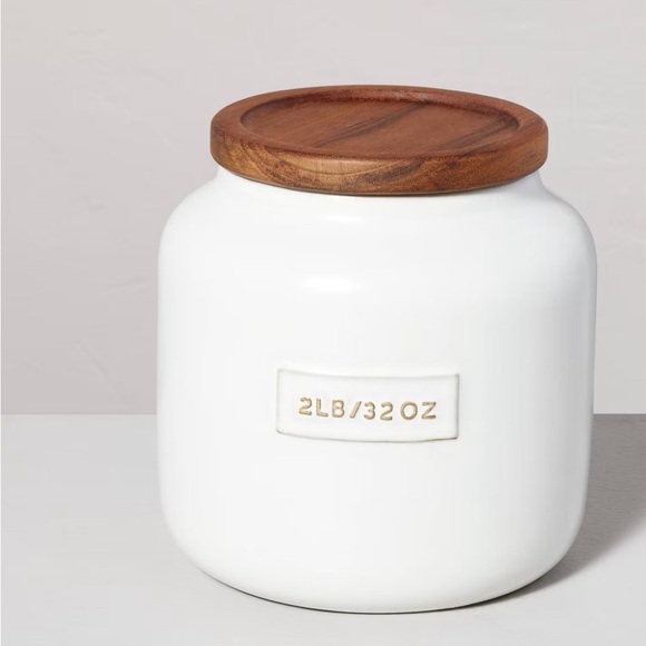 🌴Lovely Hearth and Hand 32oz Dry Goods Stoneware Jar with Wooden Lid - Picture 10 of 10